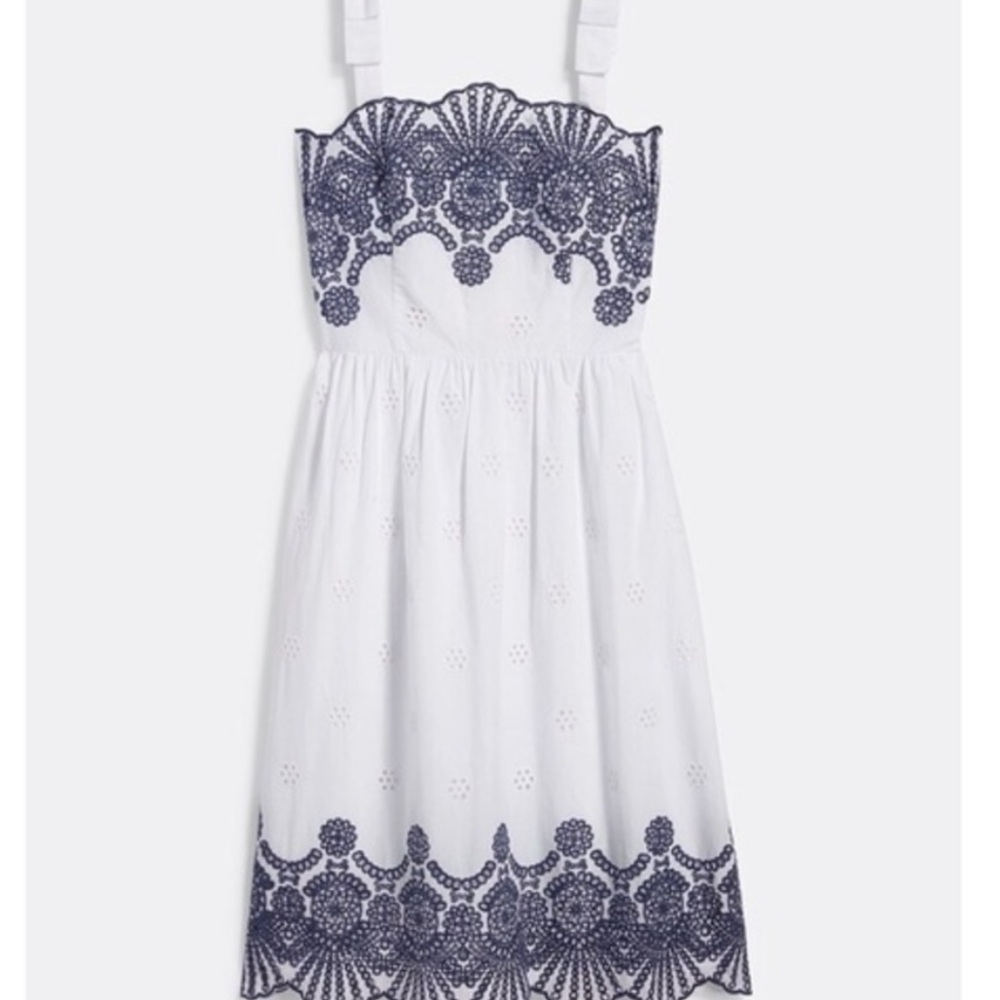 Draper James Eyelet Midi Bow Shoulder Dress